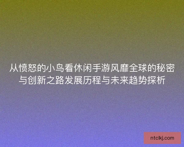 从愤怒的小鸟看休闲手游风靡全球的秘密与创新之路发展历程与未来趋势探析