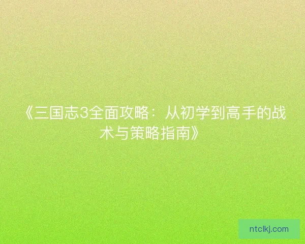 《三国志3全面攻略：从初学到高手的战术与策略指南》